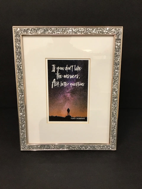 8x10 Tony Robbins Thought in Silver Sparkle Frame