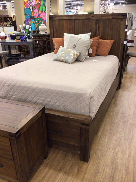 Brown Panel Queen Storage Bed