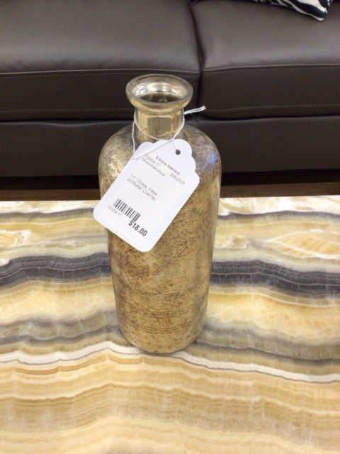 11" Glass Vase W/Metal Overlay