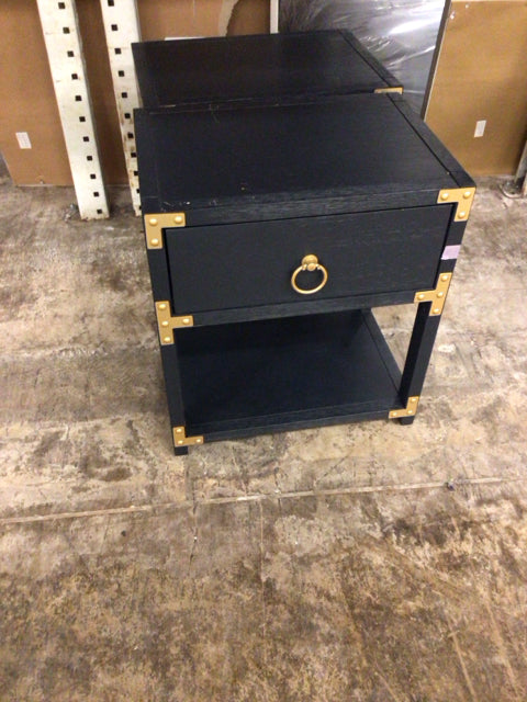 13x18 Black/Gold One Drawer End Table