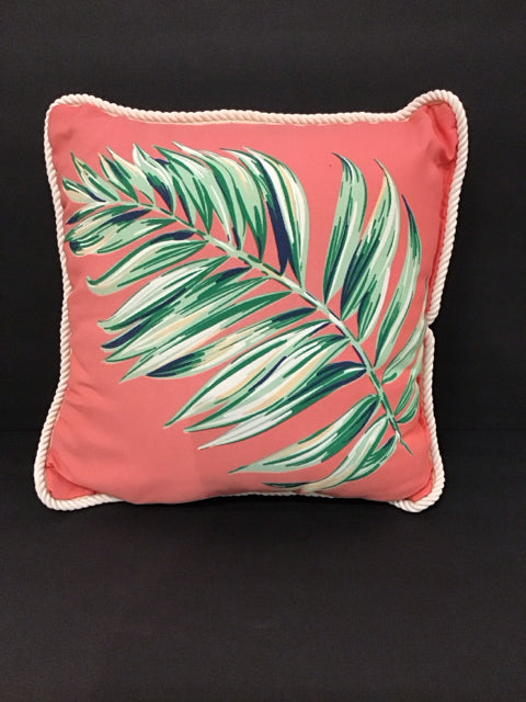 Outdoor Pillow w/Palm Design w/Braid