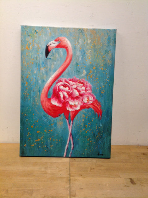 20x28 Embellished Flamingo Print on Canvas