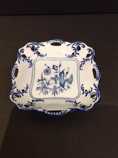 Blue/White Painted Square Tray