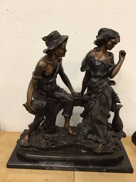 22"x20" "Whispers Of The Harvest" By G. Mancini Bronze Sculpture As Is