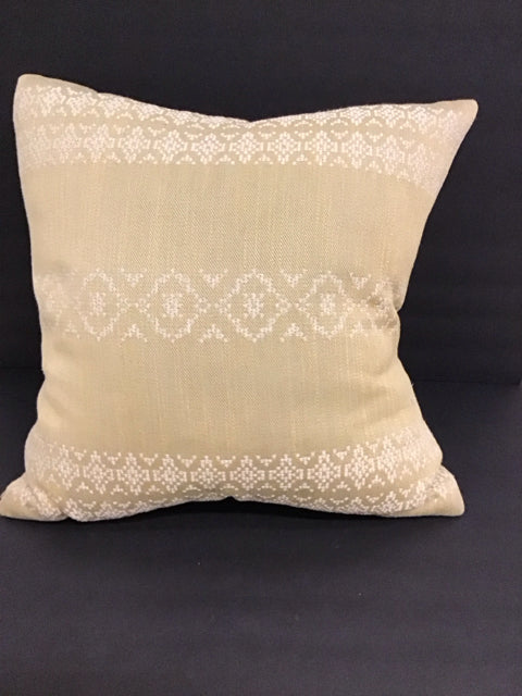 Yellow Pillow w/White Stitched Design