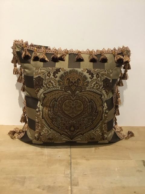 Michael Amini Brown Decorative Pillow w/Tassels