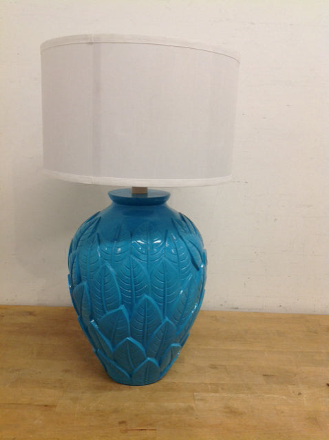 30" Aqua Palm Leaf Lamp w/Shade