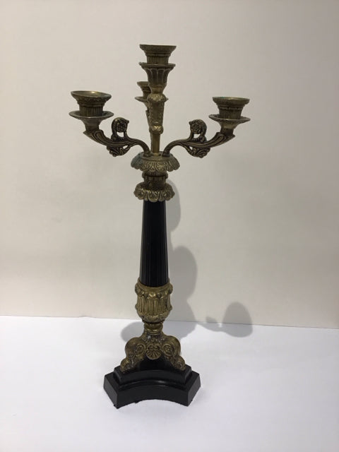 21" Bronze & Black Metal 4-Light Candelabra