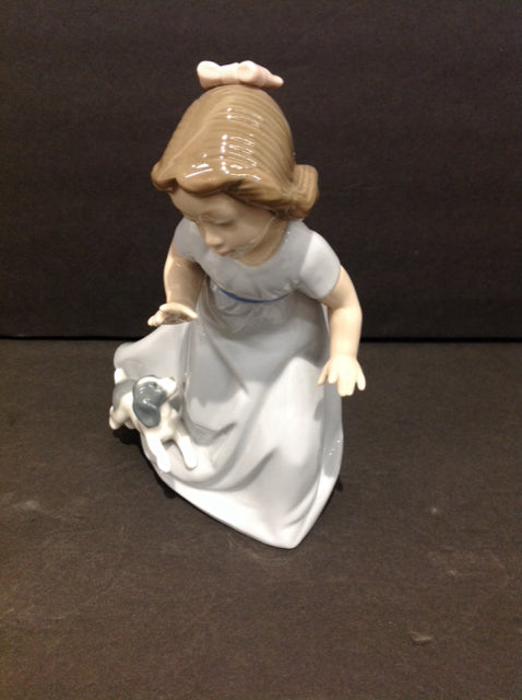 NAO Porcelain Girl w/Dog Figurine