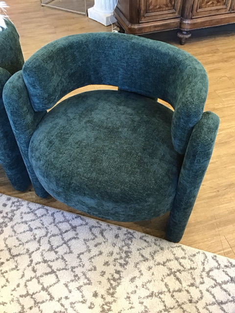 Green Upholstered Barrel Back Accent Chair