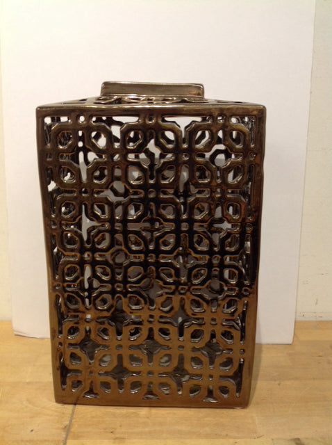 17"x11" Bronze Tone Abstract Vase