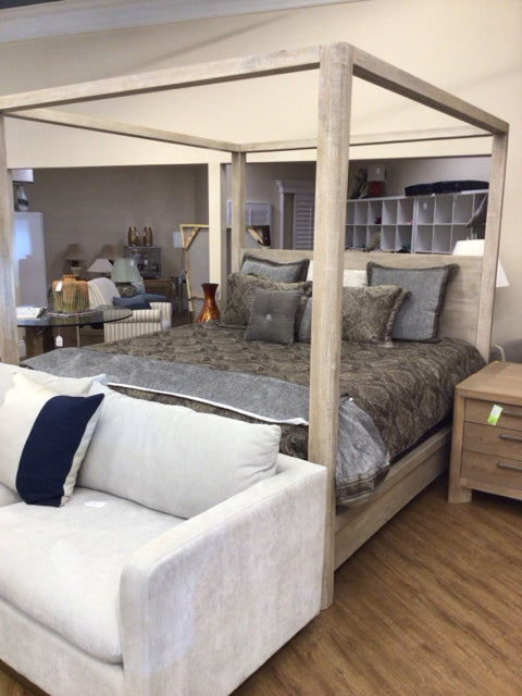 65" X 87" X 84" PB Aptos Canopy Bed Sandwash King Bed