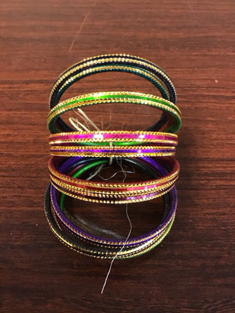Multi Color Metallic Bangle Bracelet Set