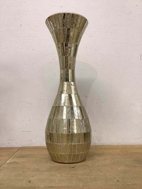 17" Gold Mirrored Mosaic Vase
