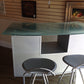 Silver/Glass Top Bar w/2 Silver Stools