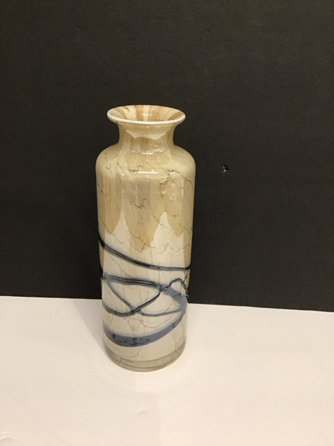 11.5" Art Deco Tan/Black Glass Vase