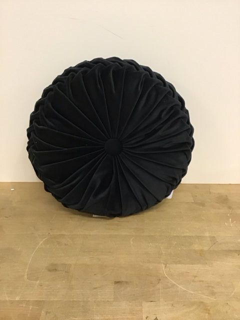Round Black Velvet Pillow