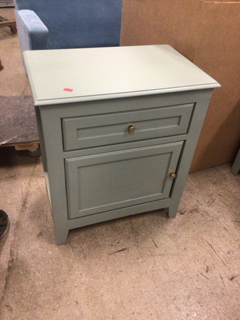 Green Wood One Drawer/One Door Nightstand