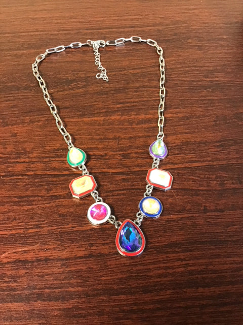 Silvertone Multistone Necklace