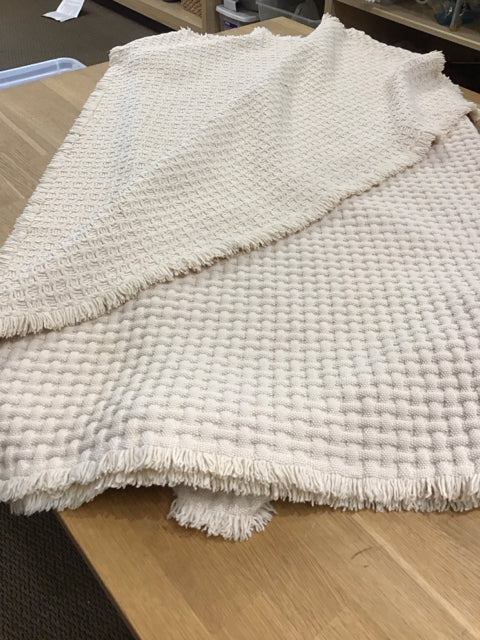 Cream Basket Weave Cotton Throw