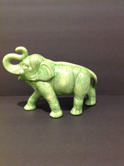 11" Green Ceramic Elephant