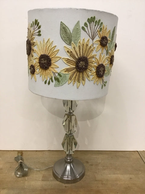 Stacked Faceted Crystal Lamp w/Sunflower Shade