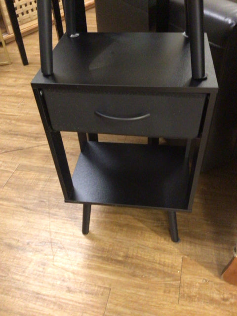 Black One Fabric Drawer Nightstand
