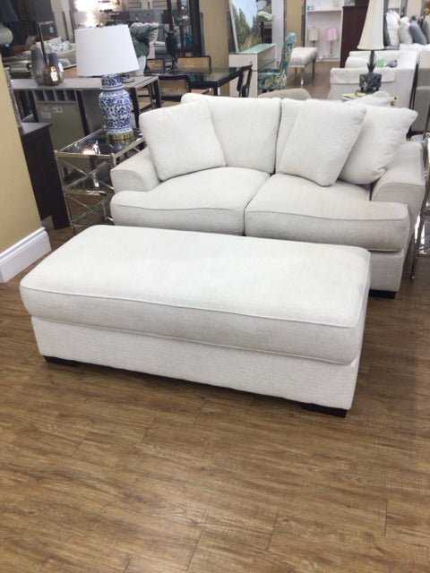 AS-IS Ivory Fabric Sofa & Ottoman(Light Soil)