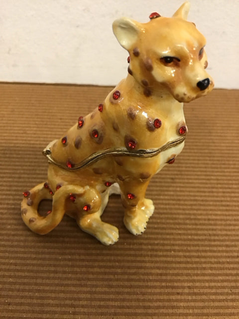 Enamel Embellished Leopard Trinket Box