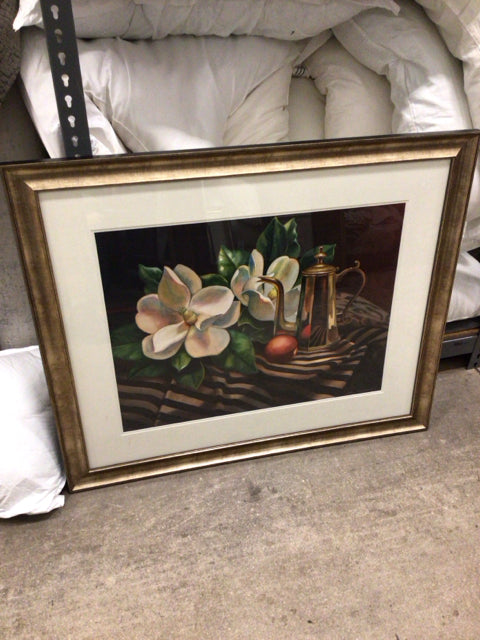 41 1/4" X 34 1/4" Magnolia & Coffee Pot Framed Print
