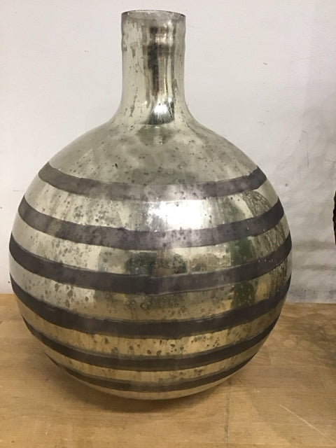 16" Mercury Striped Glass Vase