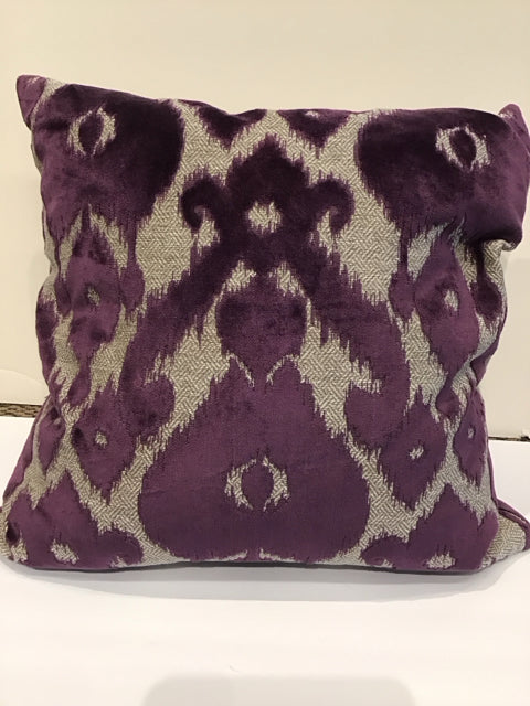 Grey Herringbone Purple Chenille Pillow
