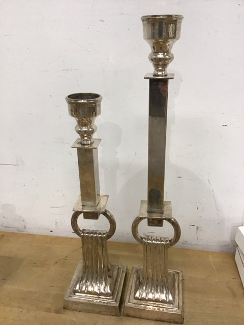 Pair Of Vintage Silvertone Candle Holders