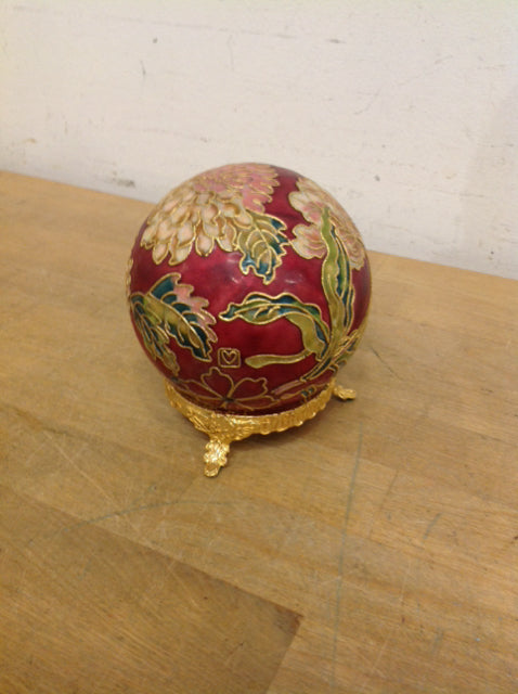 Cloisonne Floral Ball On Stand