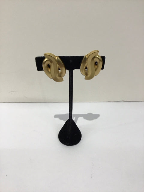 Gold Metal Clip-On Swirl Earrings