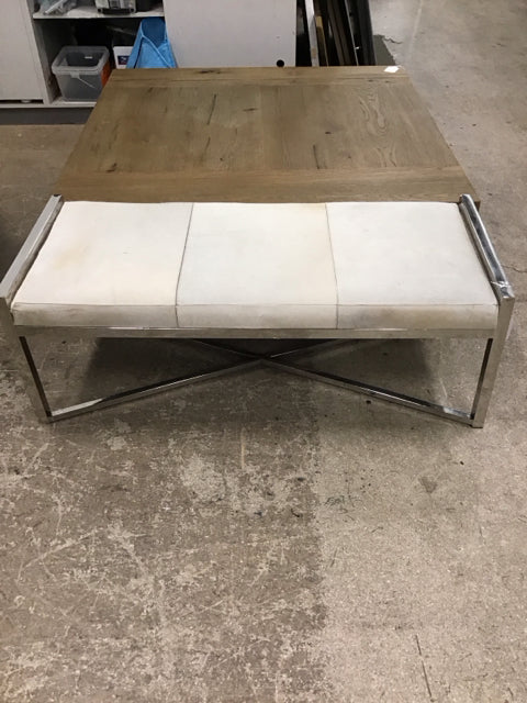 JNB Chrome Hair on Hide Bench AS-IS Slight Scratches on Chrome