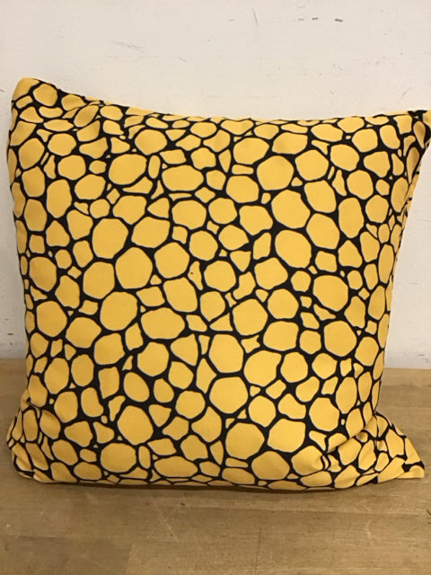 18" Yellow Gold & Blue Pebble Print Pillow Down Filled