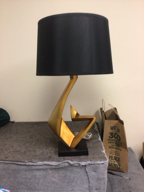 27" Gold Table Lamp W/Black Shade