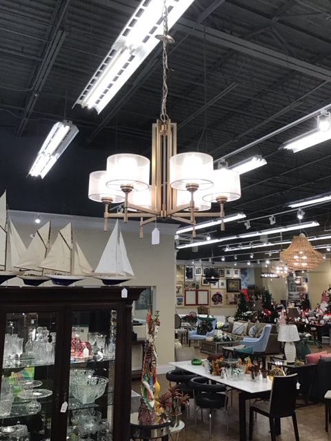 Gold 6 Light Chandelier W/Shades