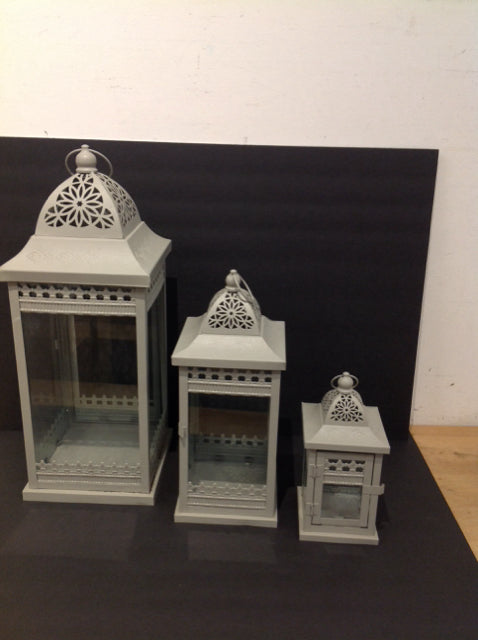 21,15,10 Set Grey Lantern Candle Holders