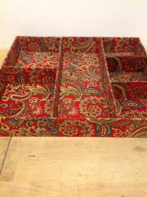 Tray- 15" Red Paisley Fabric