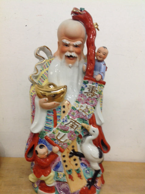 25" Vintage Porcelian Asian Man Statue