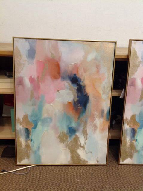30x40 Framed Multicolor Abstract on Canvas