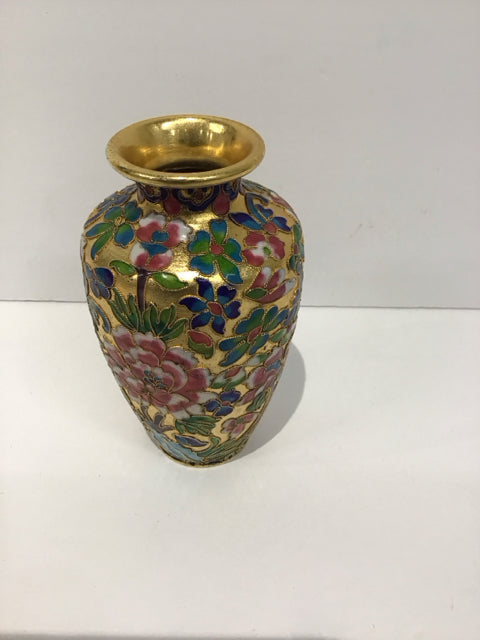 5" Gold Cloisonne Style Vase