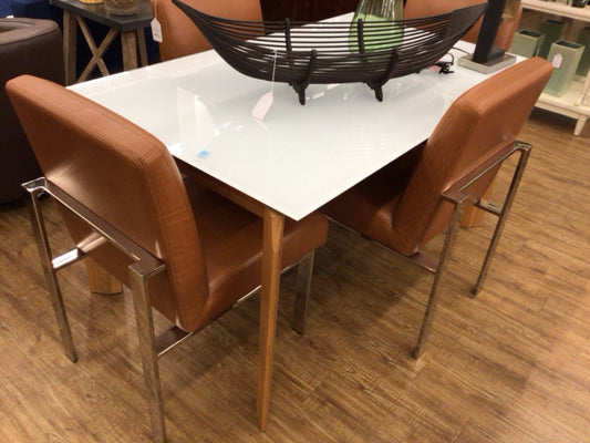 36" X 60" Huppe Custom Magnolia Glass Top Dining Table