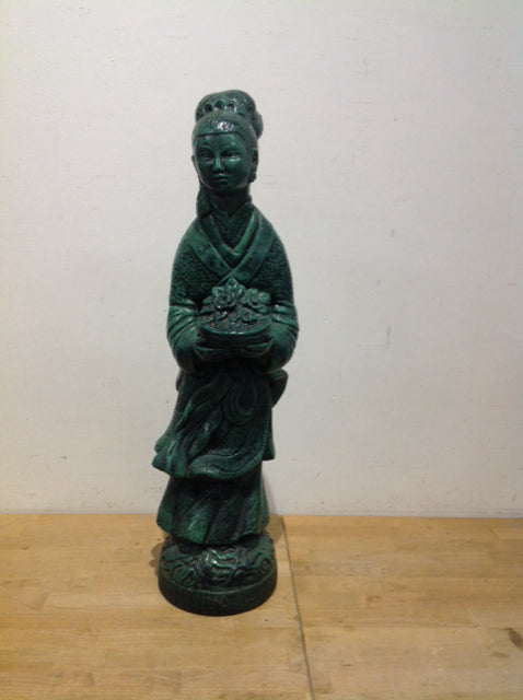 27.5" Weathered Stone Chinese Woman Sculpture