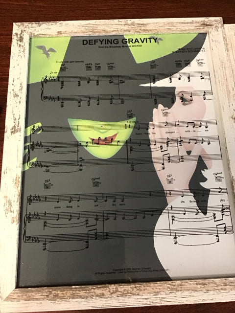 15.5"x12.5" Wicket Defying Gravity Sheet Music Art
