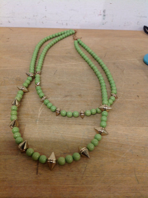 Necklace- Green & Gold Beaded