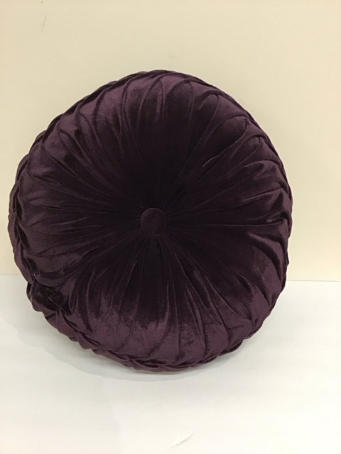 Round Pleated Purple Velvet Pillow