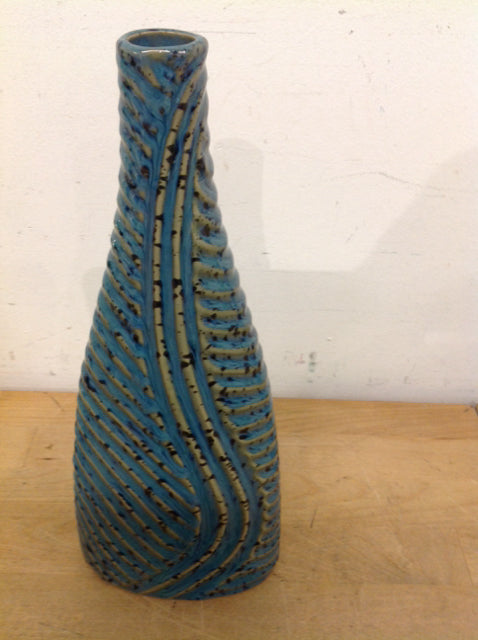 Vase- 12" Blue Ceramic